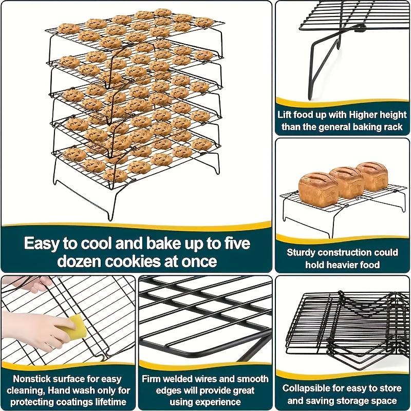 Stackable Cooling Rack for Baking and Cooking, 6/1-Layer Carbon Steel Oven-Compatible Cookie Tray, Ideal for Pizza and Pastry Racks