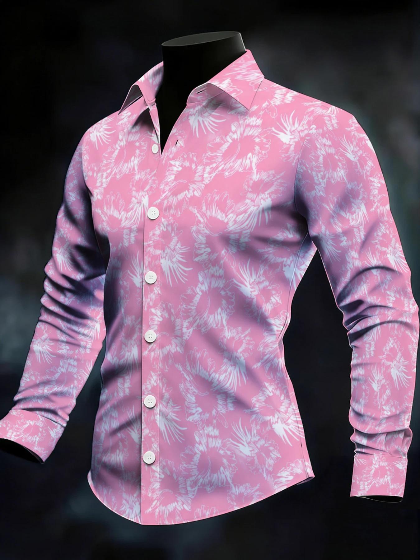 Men's Long Sleeve All Season Shirt Spring Autumn Fashion Casual Lapel Printed Top Daily Commuting Versatile Loose Comfortable Mens Clothing Suitable for leisure and sports scenarios