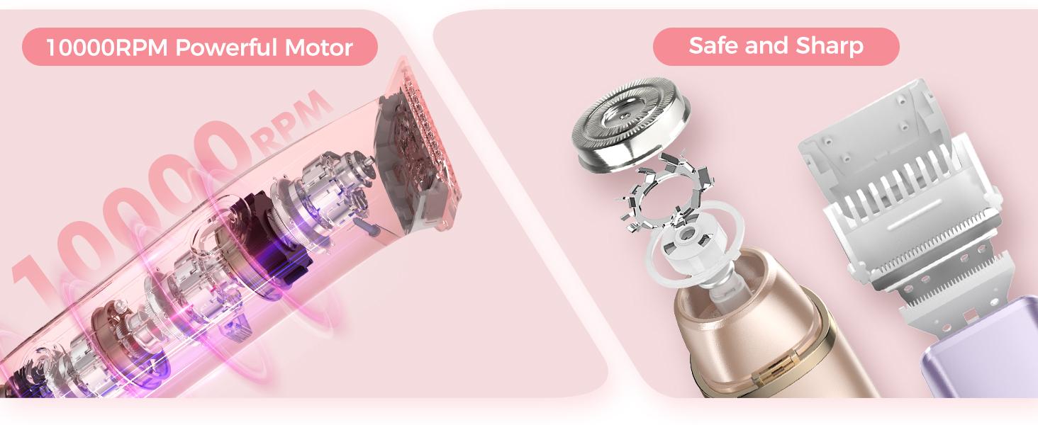 Women's 2 in 1 Electric Bikini Trimmer Rechargeable Waterproof Wet Dry Body & Facial Hair Removal