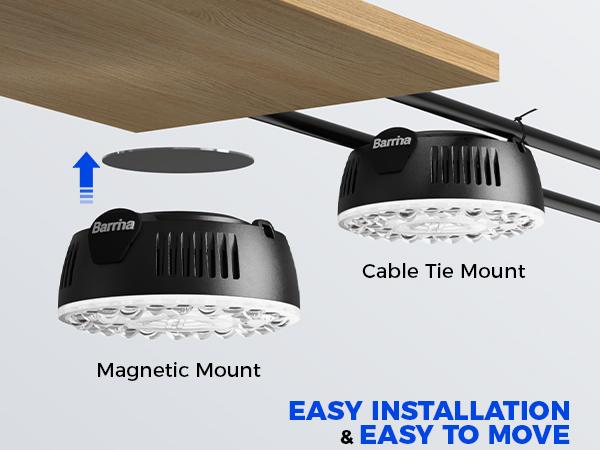 Barrina Orbgrow OG09 Puck LED Grow Light, 5000K 9W(135 Watt Equiv), Plant Lights for Indoor Plants Full Spectrum, Magnetic & Linkable, Small Grow lamp, Perfect for Plant Shelf, 1 Pack, Black