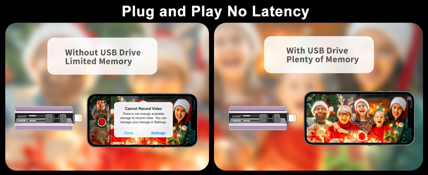 EATOP USB 256GB 512GB 1TB Flash Drive Intended for iPhone iPad, Memory Stick Storage for Photos and Videos Backup, Compatible with iPhone iPad Android PC, Plug and Play, No Application Required (1 PACK)