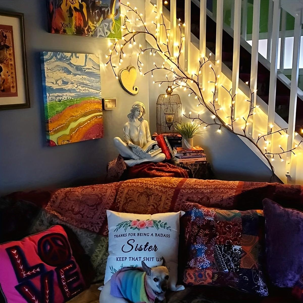 Willow Branches String Lights USB Powered with Remote Control, 8 Modes Warm White Twinkling Tree Lights for Wall Decor, Home Bedroom Living Room, Christmas Valentine Easter Wedding Party DIY Decoration Lamp