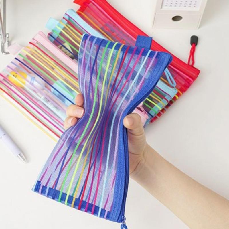 10 pieces per pack/5 pieces per pack Grid Zipper Bags, Durable Zip Closure, Soft Bright Colors, Reusable Storage Pouches for Cosmetics, Makeup Tools, School Supplies, Organizer Storage Supplies