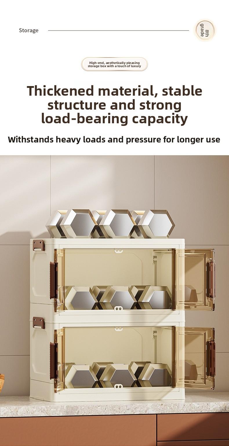 4/5/6 layer hot sale folding storage cabinet transparent black multi-layer with cabinet door locker toy snack finishing box bookshelf wardrobe Storage Drawer