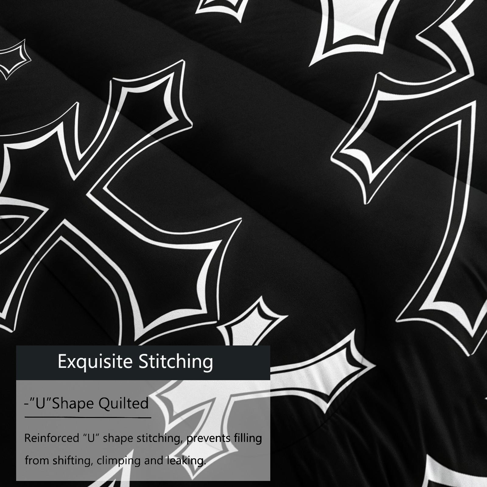 Gothic Cross Pattern Comforter Set, Soft And Durable Bedding Set, Including 1 Comforter And 1 Or 2 Pillowcases, Suitable For Daily Holiday Birthday Gifts And Bedroom Decorations For Children And Adults