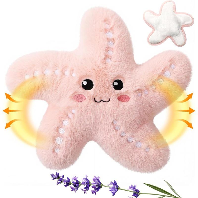 Cute Pink Starfish Plush Pillow, Soft Stuffed Sea Animal Toy, Warm Hand Warmer Option
