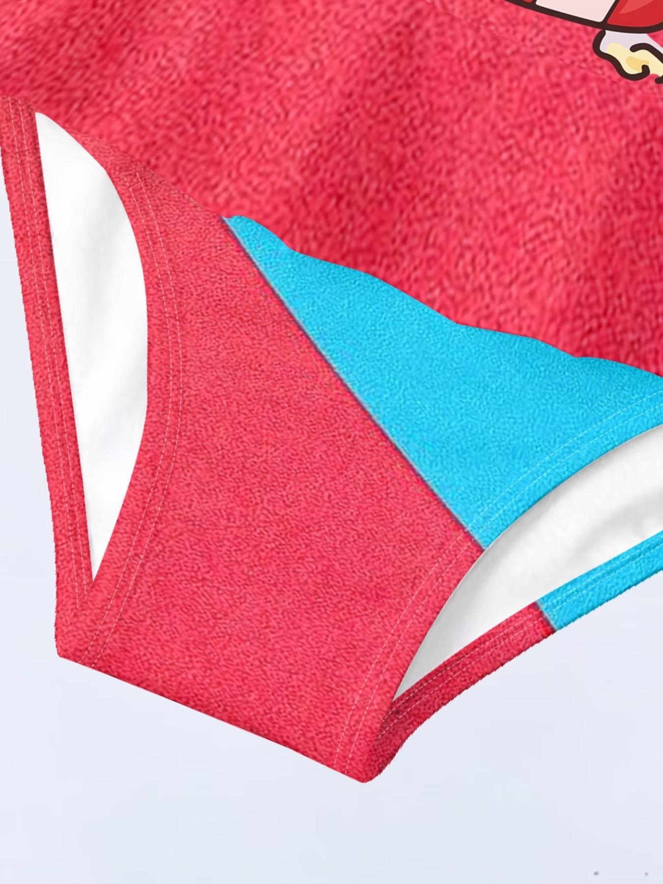 Girls' Capibara Pattern Jumpsuit, Cute Cartoon Print, Ruffled Quick-Dry Swimwear, Fashionable Beach Party, Sporty Slim-Fit