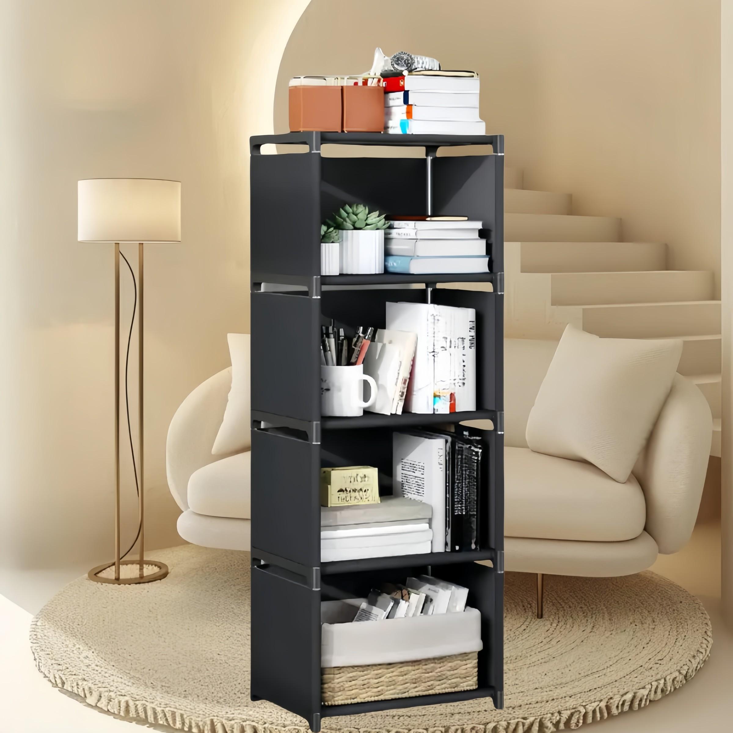 Four-Tier Ladder Bookshelf Wall-Mounted Display Rack, Durable Storage Solution with Compact Design for Books & Decor, Ideal for Home Libraries