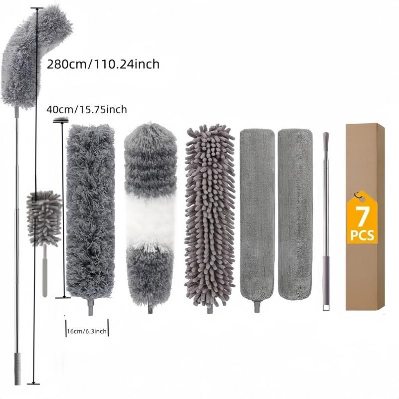 Extendable Dust Brush Household Cleaning Tool, Long Handle Crevice Cleaner, Static Adsorption No Dust, Bendable Detachable Washable Feather Duster