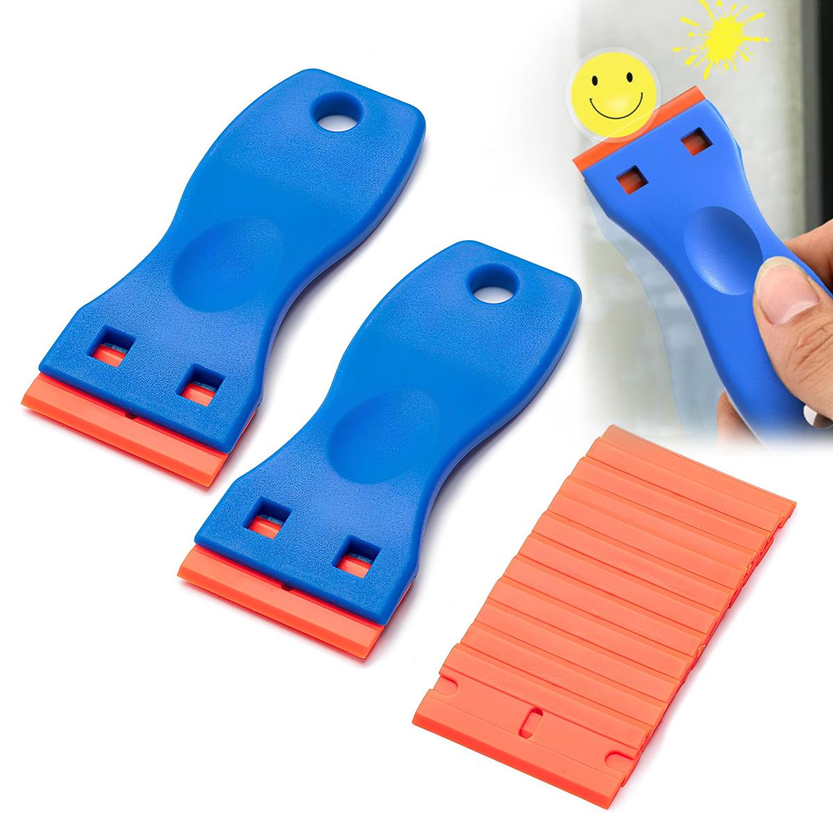 2 Pcs Plastic Razor Blade Scraper and 100 Pcs Blades Forwithout Scratches Household Cleaning Tool for Kitchen Appliances Stickers and Paints on Window Drywall Home