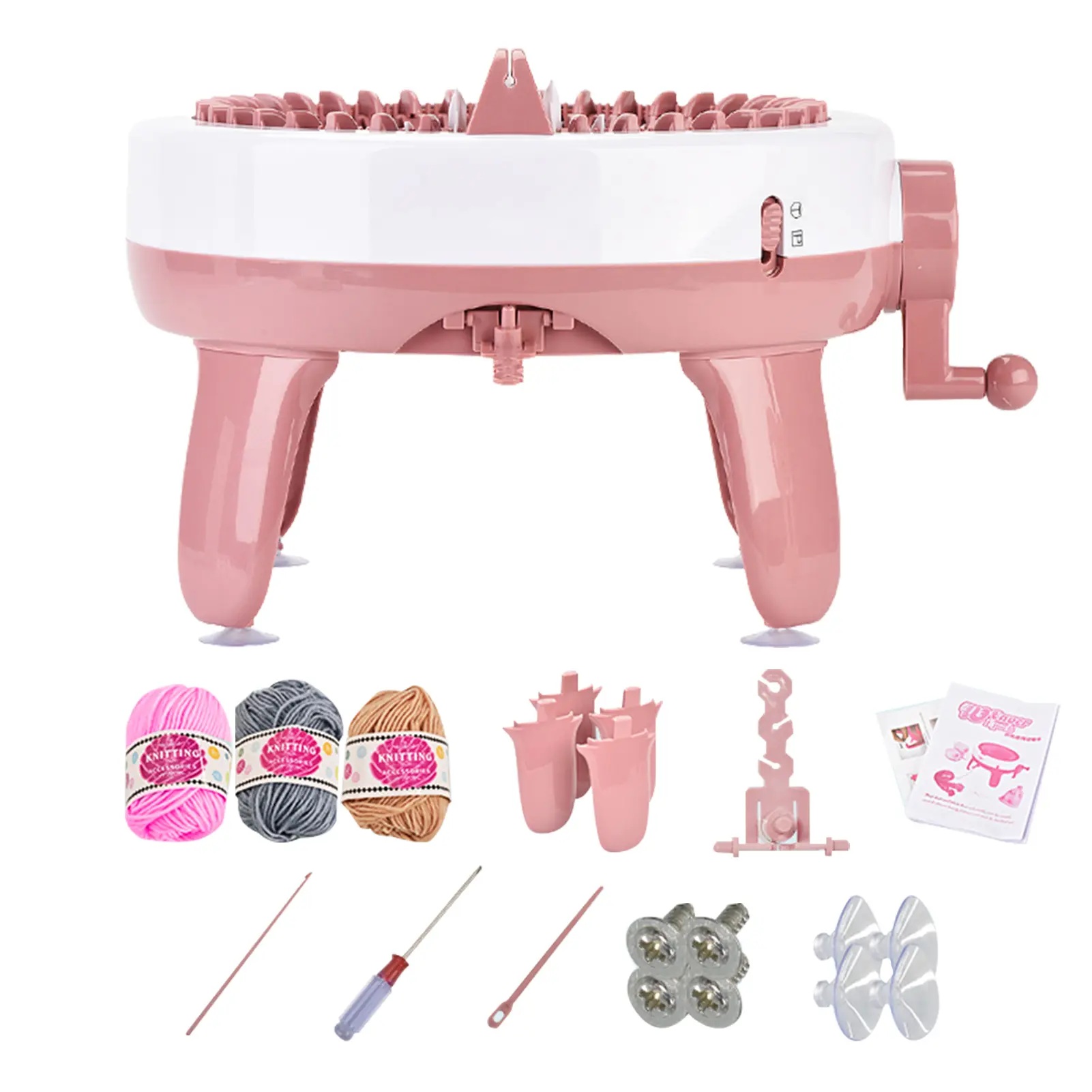 40-Needle Kids Knitting Loom Machine - DIY Hand-Cranked Weaving Kit with Row Counter, Beginner-Friendly Scarf & Hat Maker