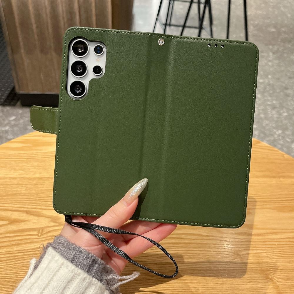 Matte PU Leather Flip Case for Samsung Galaxy – 2-in-1 Magnetic Cover w/ 3 Card Slots + Wallet, Stand Function, Anti-Drop, Lanyard | 5 Colors | Fits S22 Ultra S23 FE S24 Plus S25 EDGE S26 Ultra