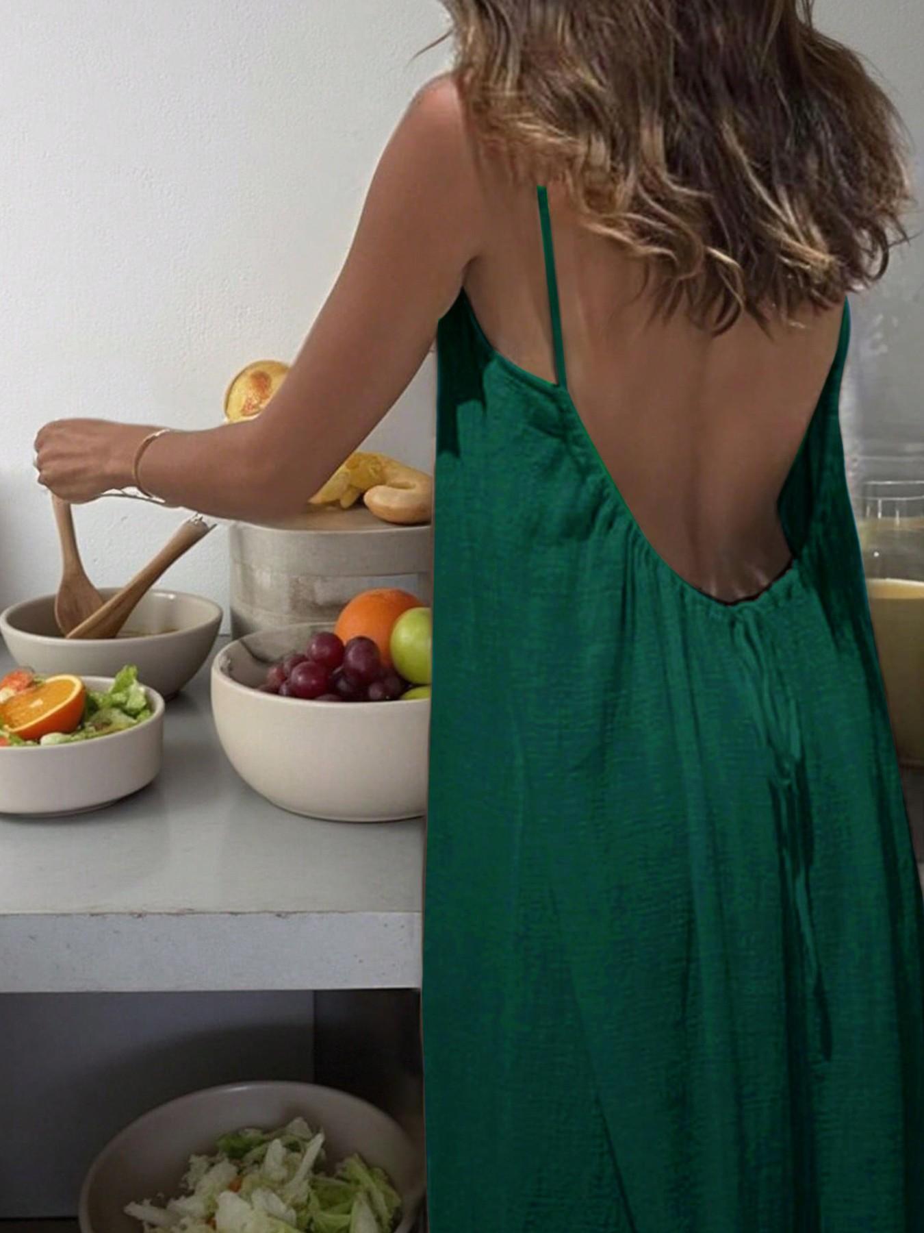 New Women's Backless Strap Dress, Loose Fit Homewear, Sexy Sleepwear, Beach Cover-Up, Multiple Colors & Sizes Available