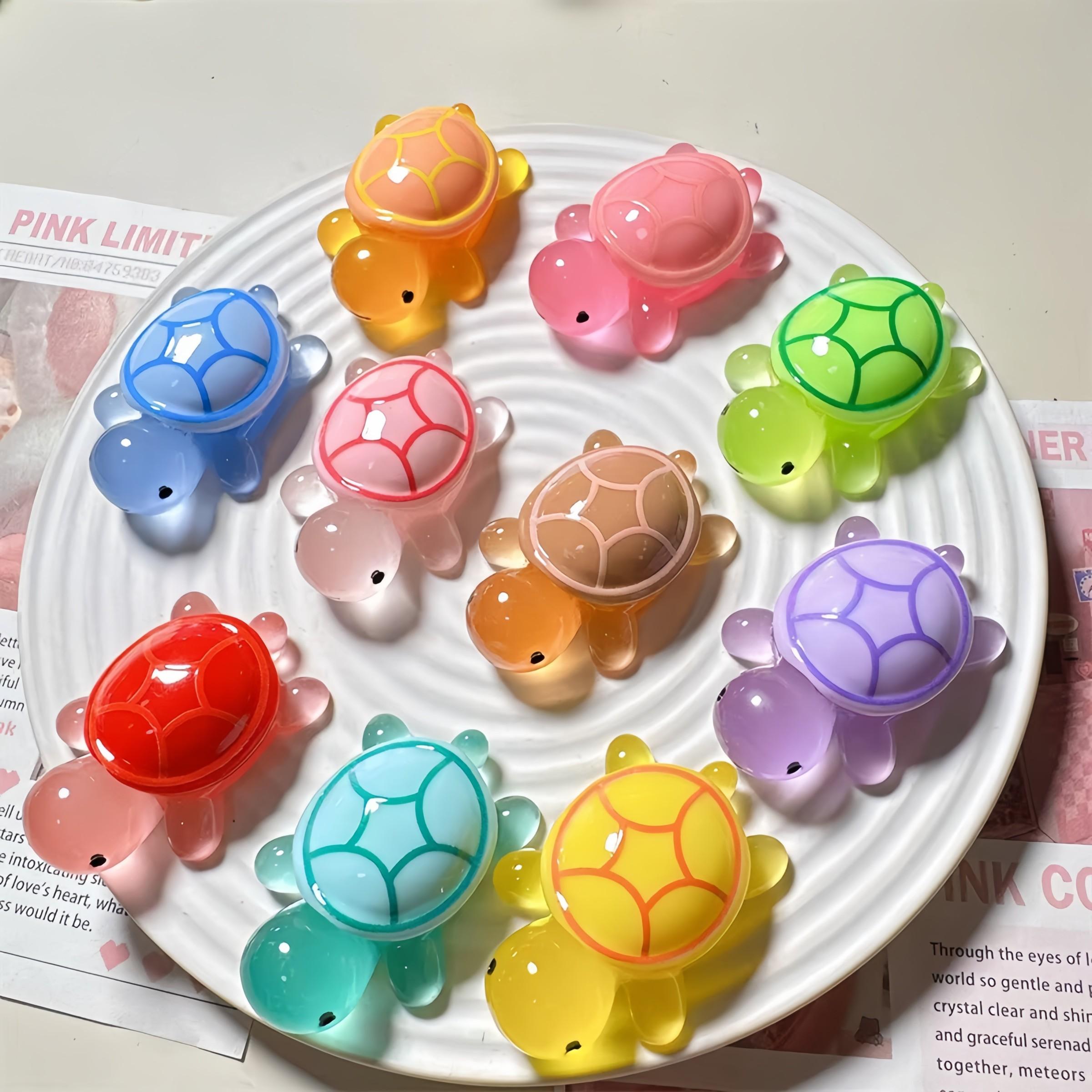 Glow-In-The-Dark Mini Turtle Figurine, Animal Figurines, Animal Decorative Figurines, Resin Craft, DIY Decor, Party Gift, Aquarium Ornament, Garden Decoration, Mixed Color
