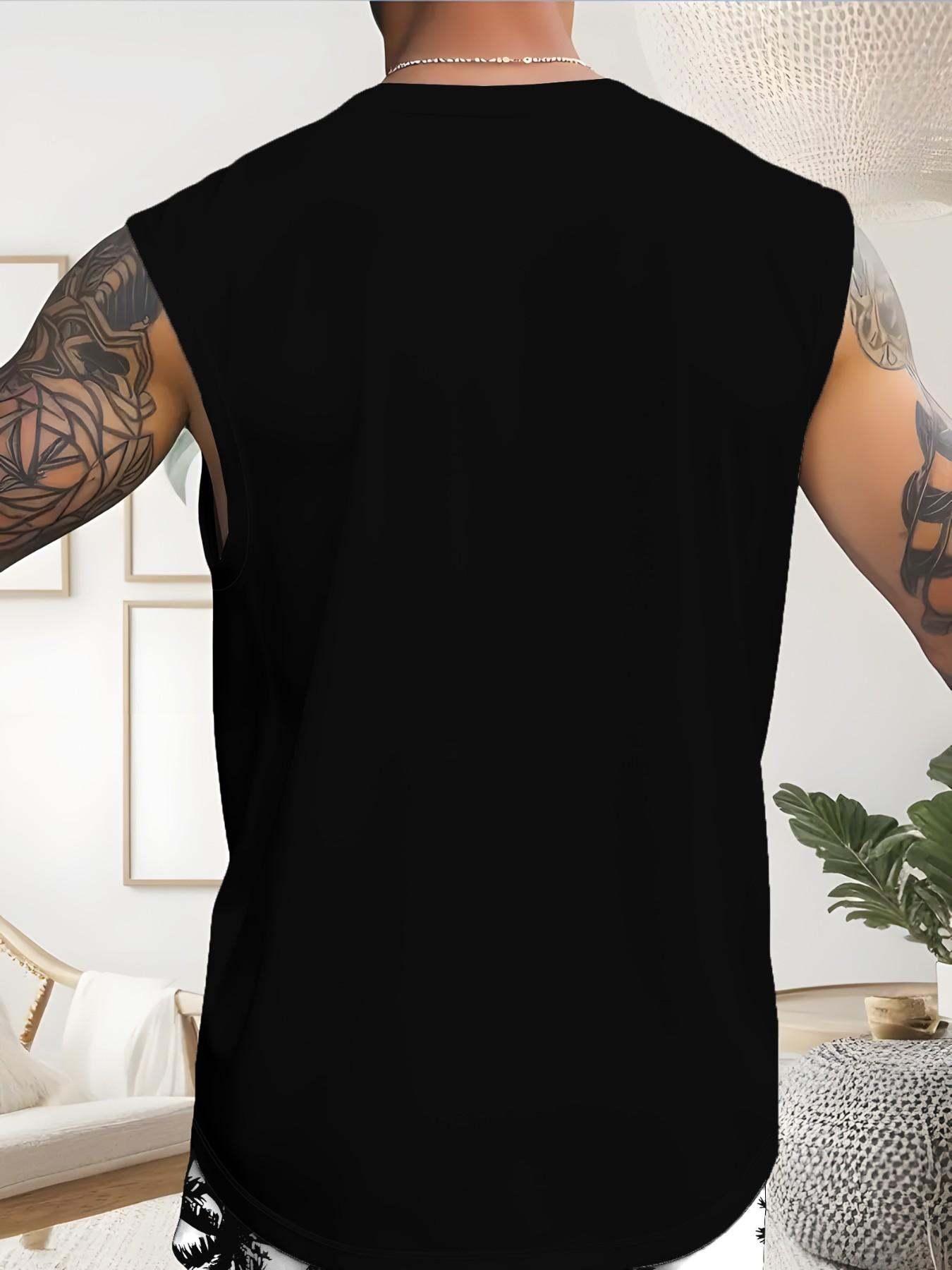 Men's Tropical Palm Tree Print Sleeveless Tank Top & Drawstring Shorts Set Summer Beach Casual Two Piece Outfit Streetwear Co Ord Set Suits