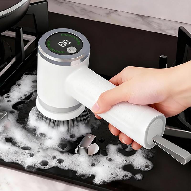 Multifunctional Cleaning Brush, Automatic Electric Cleaner, USB Rechargeable, Silent Handheld Wireless, Replaceable Heads, Kitchen & Bathroom