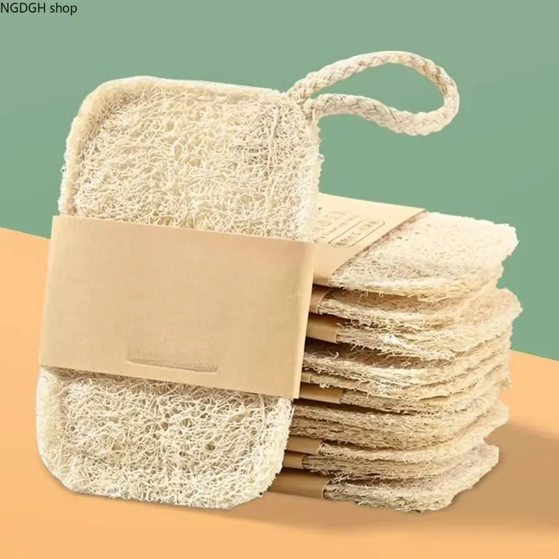 Natural Loofah Sponge Scrubber Set with Hanging Rope, 6-Pack Eco-Friendly Dish Scrub Pads, Biodegradable Kitchen Sponge, Organic Bath Exfoliating Body Scrub, Perfect for Zero Waste Home, Sustainable Living & Daily Cleaning.