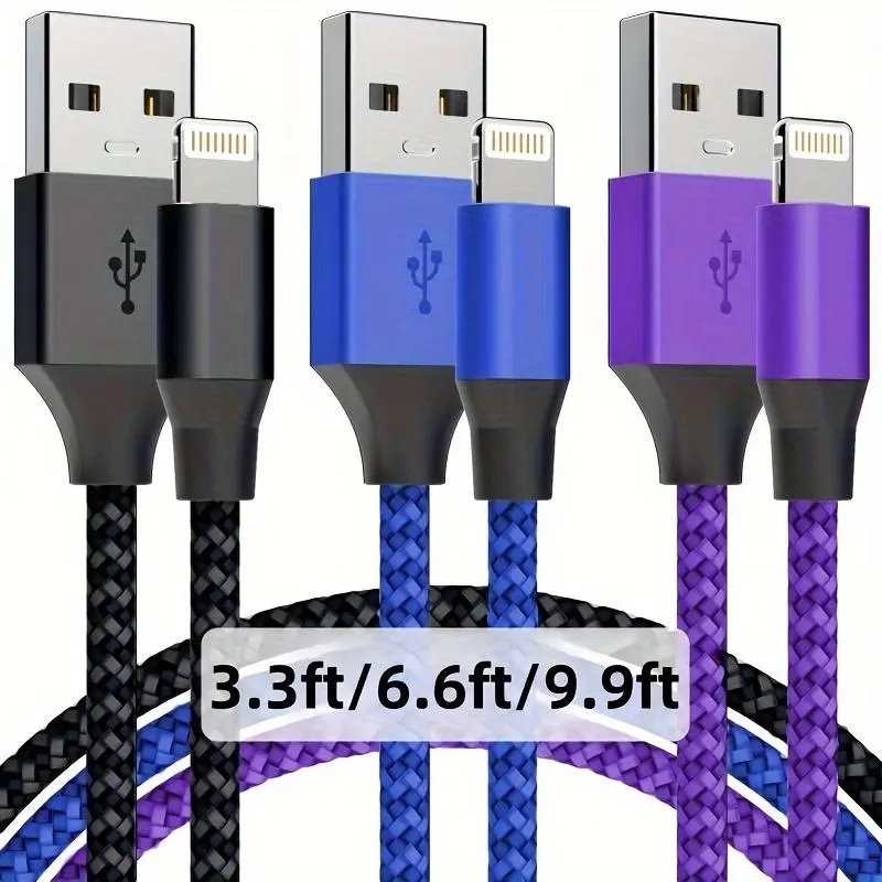 Ultra-Fast Lightning Cable / Rapid Charging And Data Sync for Iphone 14, 13, 12, 11 Pro Max, SE, X, 8, 7, 6 And Ipad / Durable And Tangle-Free Design