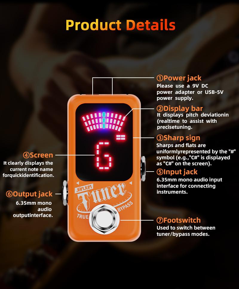 Jamjum Guitar Tuner, Precision Instrument for Perfect Sound, Essential Tool for Musicians, Compact Design for Easy Use