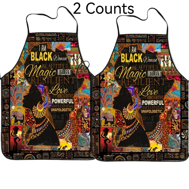 Black Magic Pattern Apron, 2 Counts Polyester  Kitchen Apron for Cooking, Christmas Gift, Winter Apron for Women,Christmas Decorations,Nails Design Tool,Kitchen Accessory,Garden Accessory