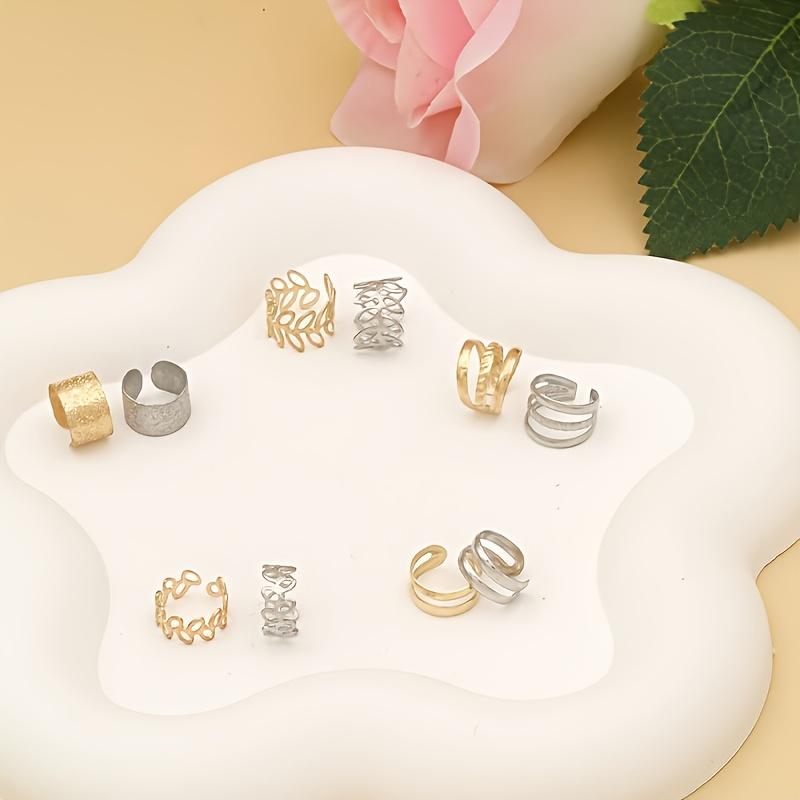 [Vintage Clip-On Earrings] 5pcs Vintage C-Shaped Clip-On Earrings Set, No Piercing Required, Ear Clip Set