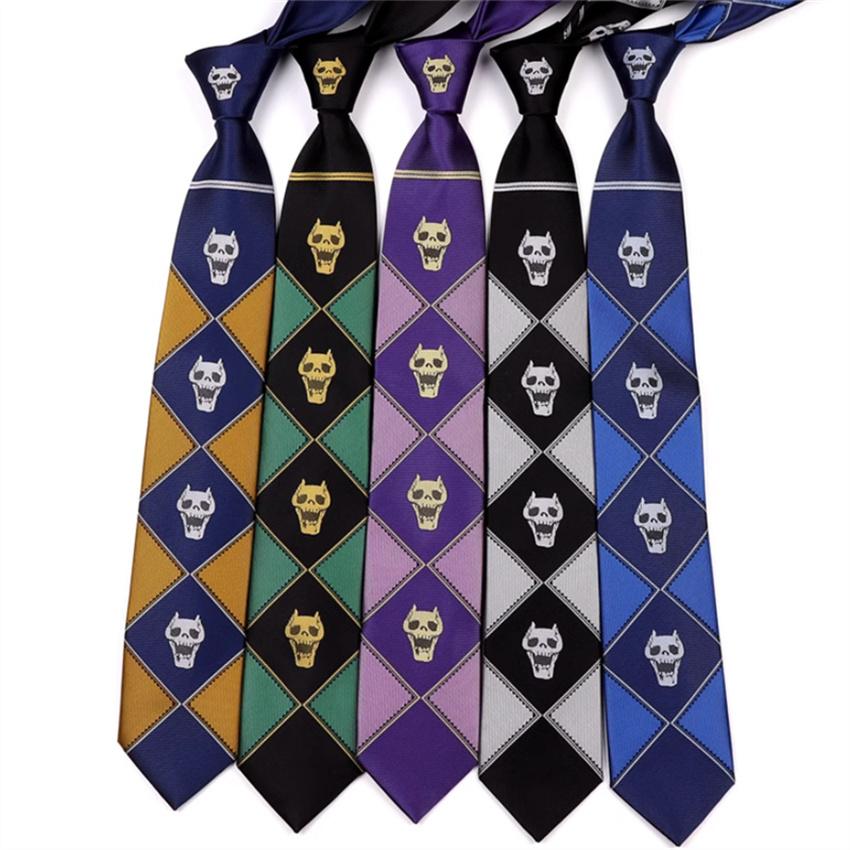 Anime JoJo's Bizarre Adventure Tie Kira Yoshikage Halloween Cosplay Costume Accessories KILLER QUEEN Skull Heavens Door Necktie