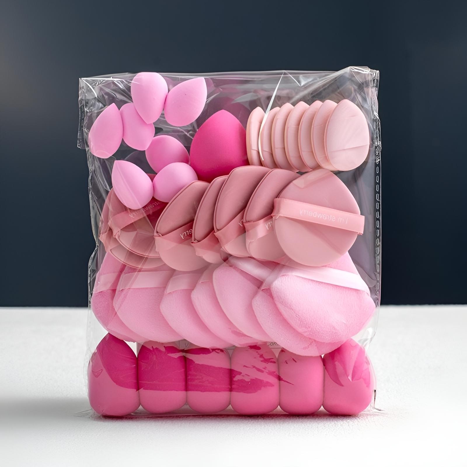 Full Set Makeup Sponges & Puffs Combo, Sponge Kit, Multi-Texture (velvet & Skin-Friendly) Blending Setting Tools, Vegan Cruelty-Free Beauty Tools