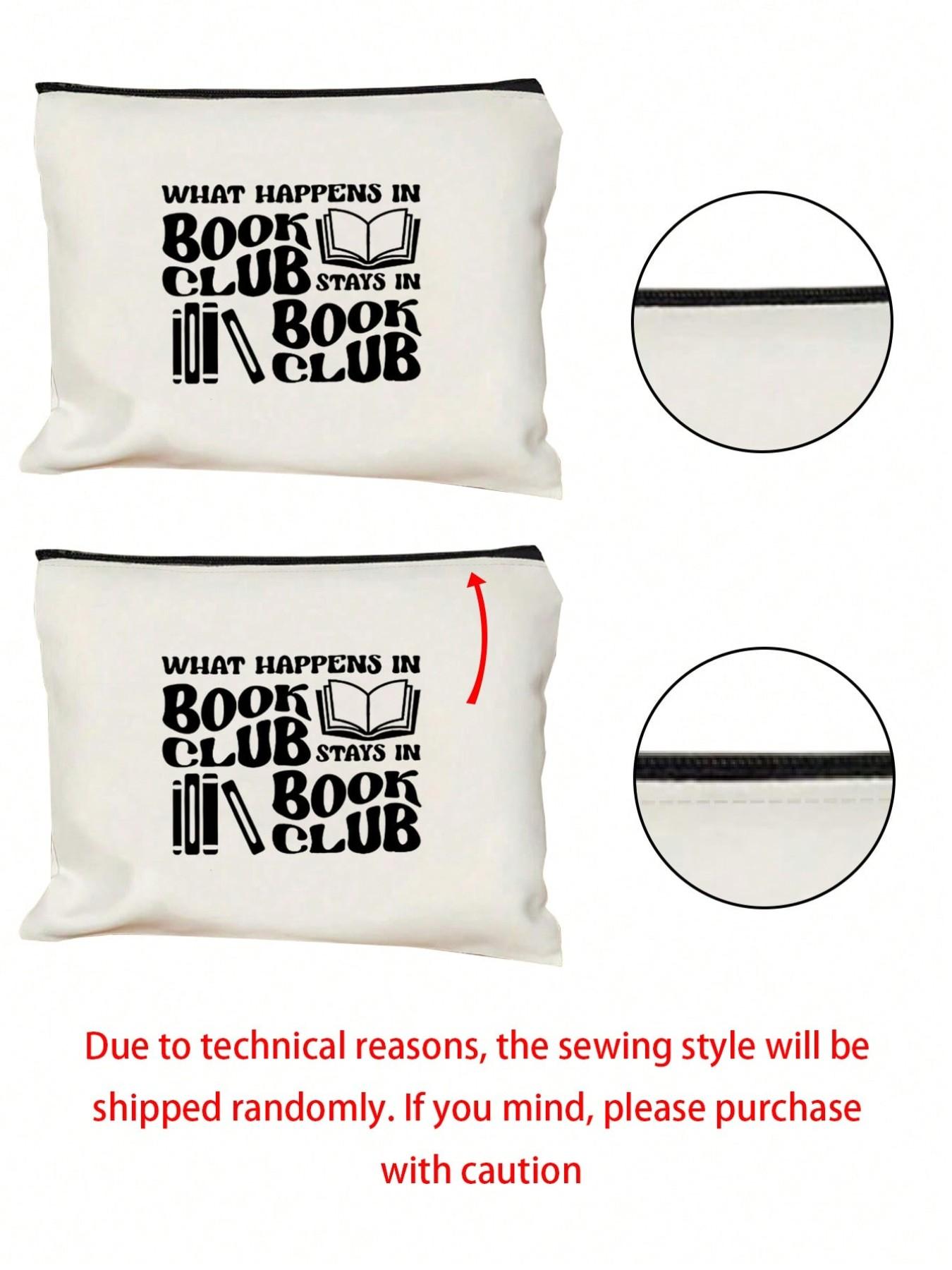 Handbag and Makeup Bag Set, Book Club Pattern, Casual, Large Capacity, Portable, Ideal for Teens, Women, College Students, Teachers' Day Gift