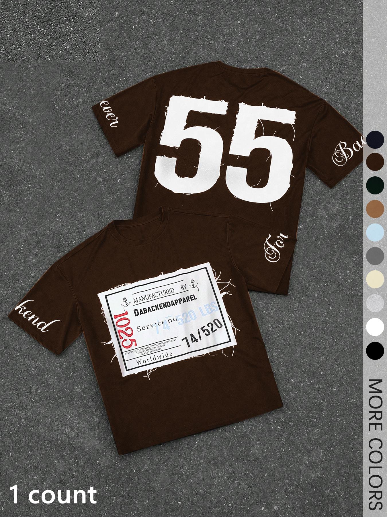 Men's Letter Print Loose Fit Sports T-Shirt, Sports Tee, Men's Graphic Shirts for All Season, Streetwear for Summer, Daily Wear, Athletic Sports Clothing