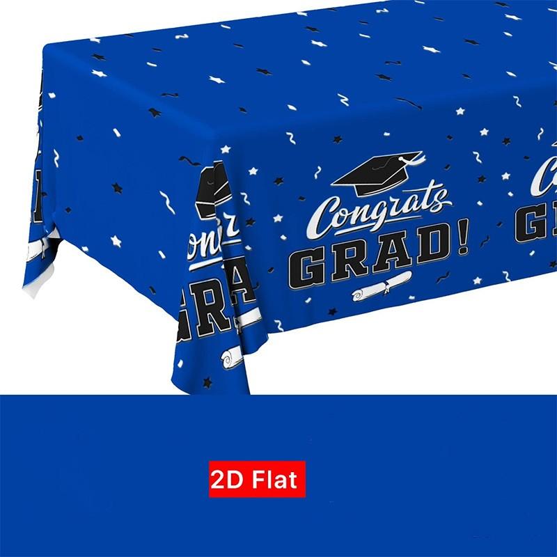 2D Flat Party Tablecloth 1pc, Graduation Decoration, Blue Tablecloth, No Power Required, Perfect for Graduation Parties