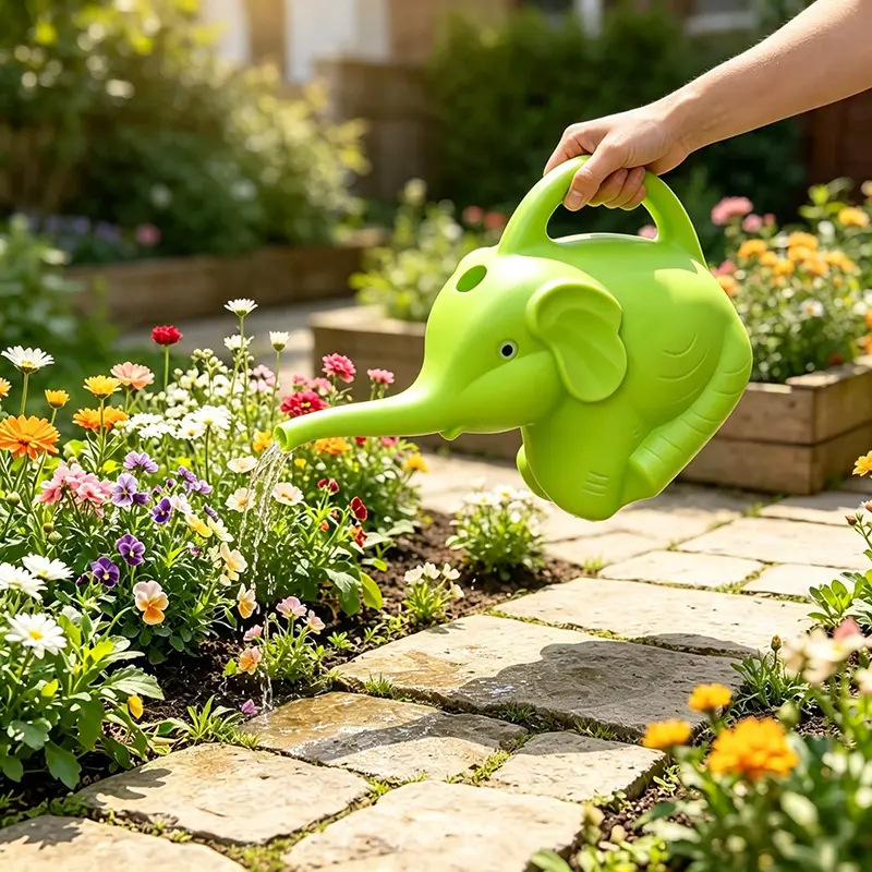 Green Elephant-Shaped Animal Theme Watering Can - Outdoor Playful Shape Watering Tool for Poolside/Beach Water Play, Gardening, Kids’ Hands-On Skill & Curiosity Cultivation