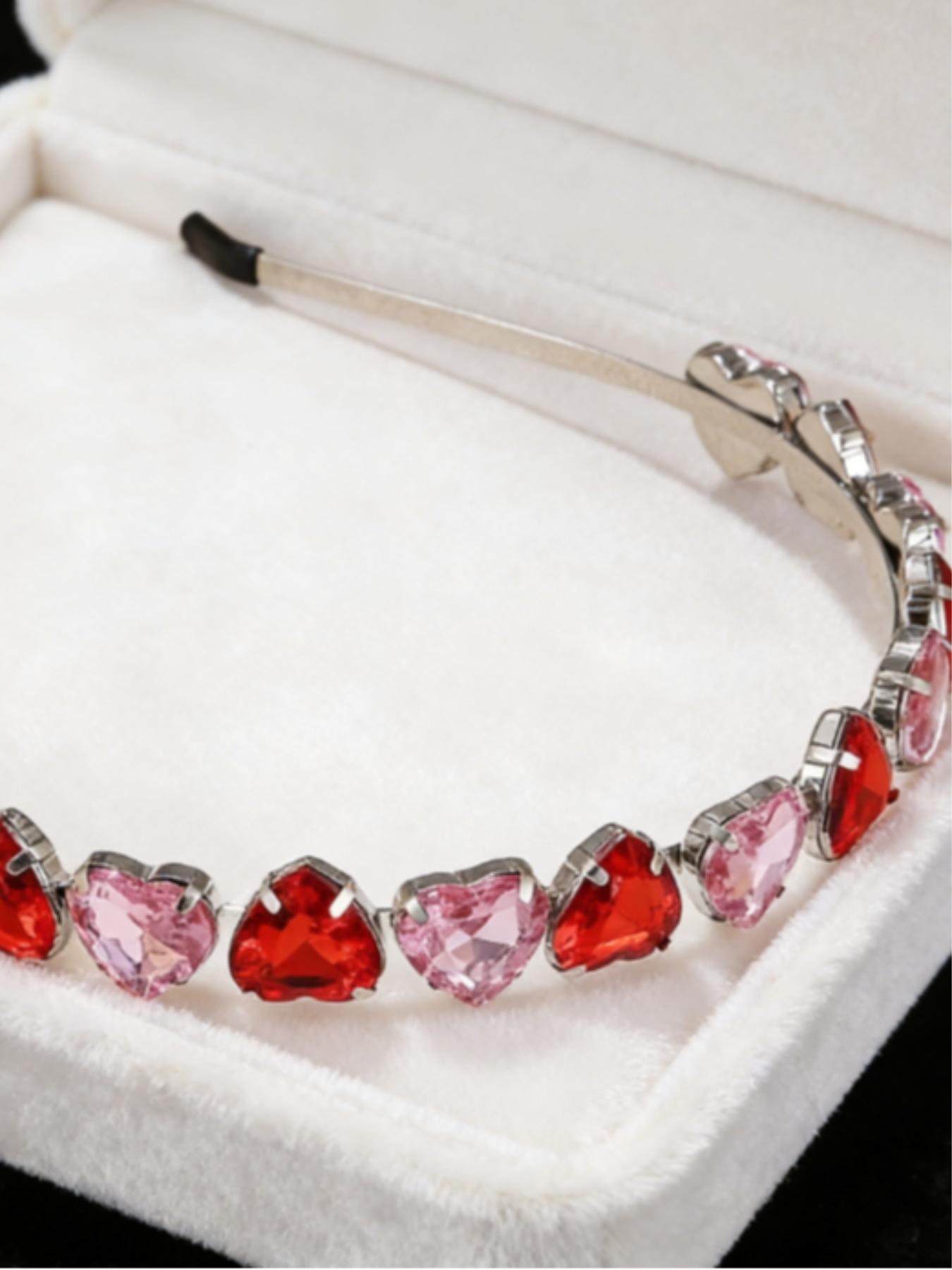 Heart Gemstone Rhinestone Headband for Women - Sparkling Valentine's Day, Mother's Day & Christmas Gift, Bridal Party Hair Accessory, TikTok Viral Coquette & Fairycore Aesthetic, Elegant Date Night and Daily Wear Hairband