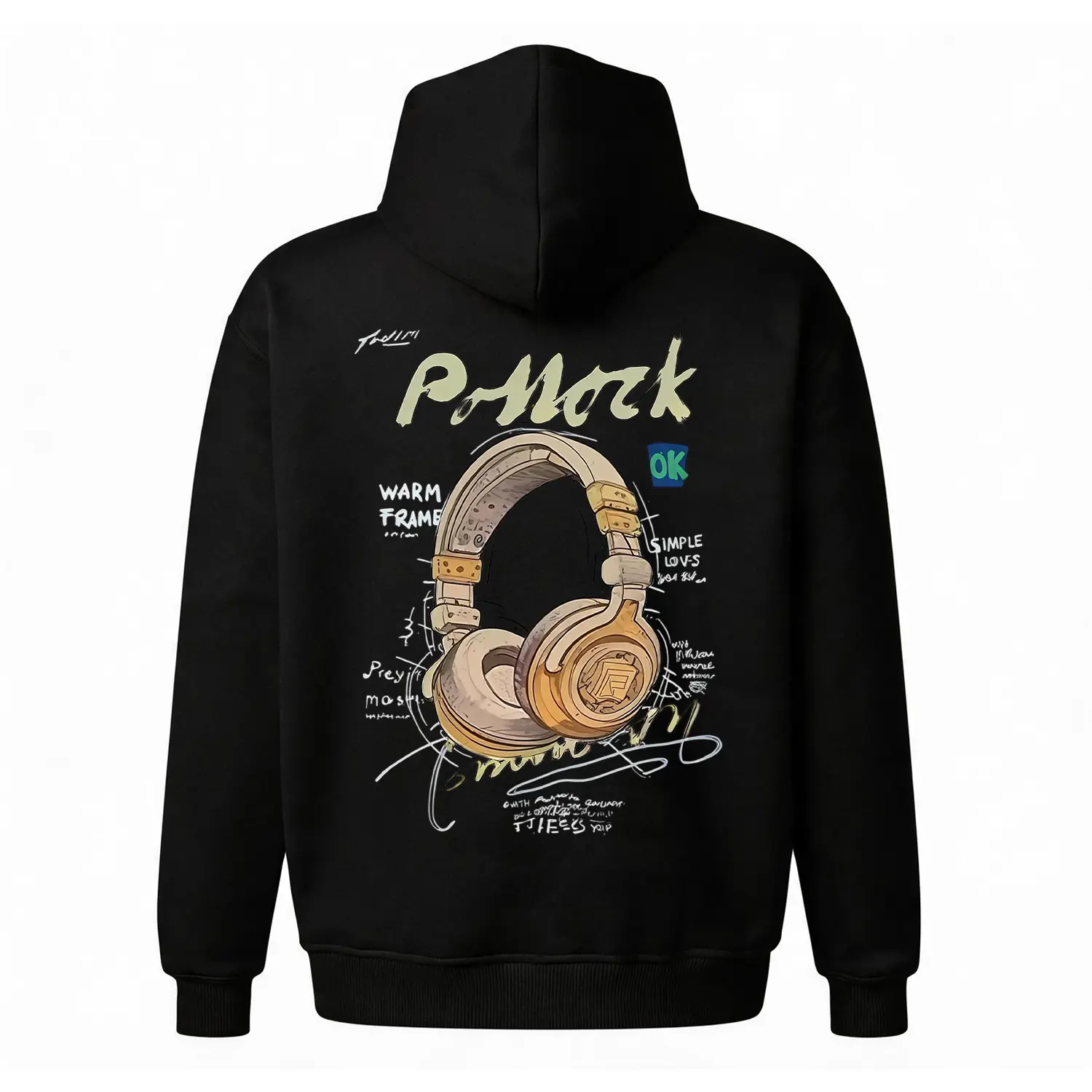 Y2K Aesthetic Headphone Graphic Hoodie |   Oversized Streetwear & Retro 90s Style |   Unisex Fleece Sweatshirt for Cozy Comfy Outfit