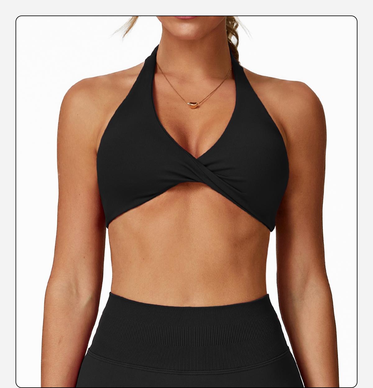 MFVIM Women's sports underwear, sexy hanging neck twist design sports underwear built-in bra pads, comfortable and skin-friendly, four seasons can wear, running gym workout sports underwear SpringStatements