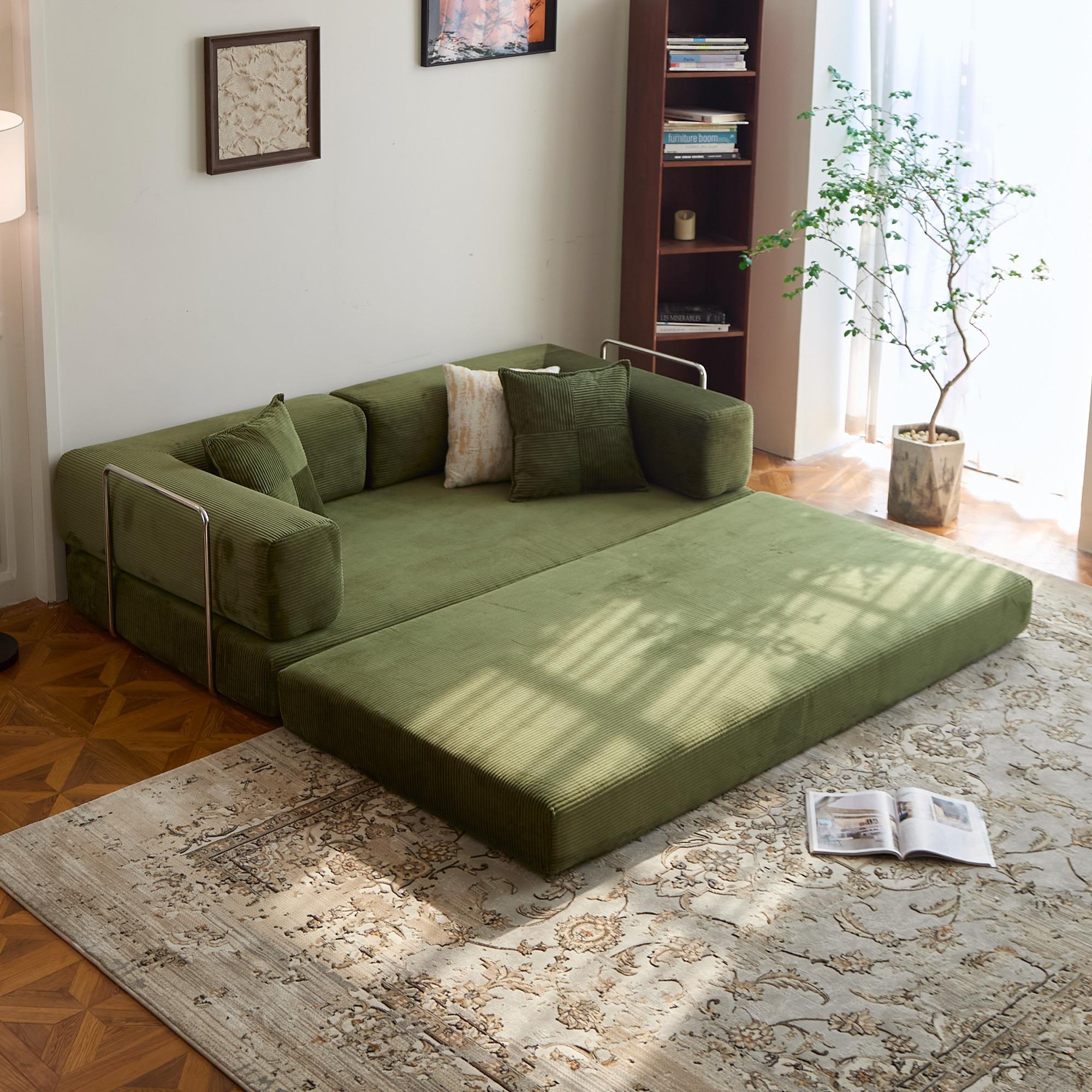 78.8'' Sofa Bed Cloud Couch Corduroy Upholstered Sectional Convertible Multi-Functional Floor Sofa for Living Room & Apartment Furniture