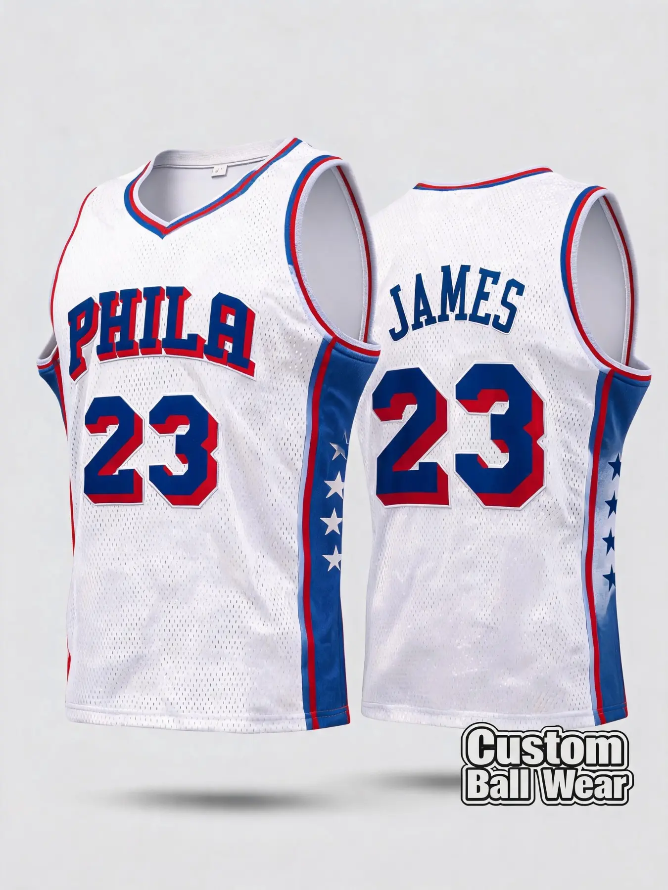 Lebron James Philadelphia Basketball Jersey, Number 23 Embroidered, Sporty Loose-Fit, All-Seasons Wear, Plain Surface Design