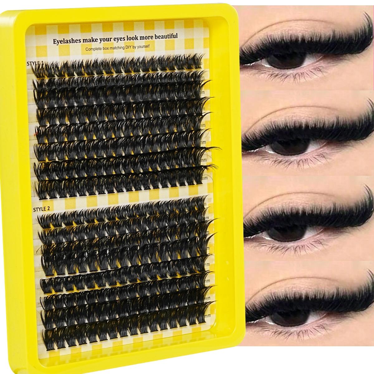 Cluster False Eyelashes, Soft Fluffy Imitation Mink Fur Material, Fashion Versatile Natural Cross Design, DIY Attachment Suitable for All Styles