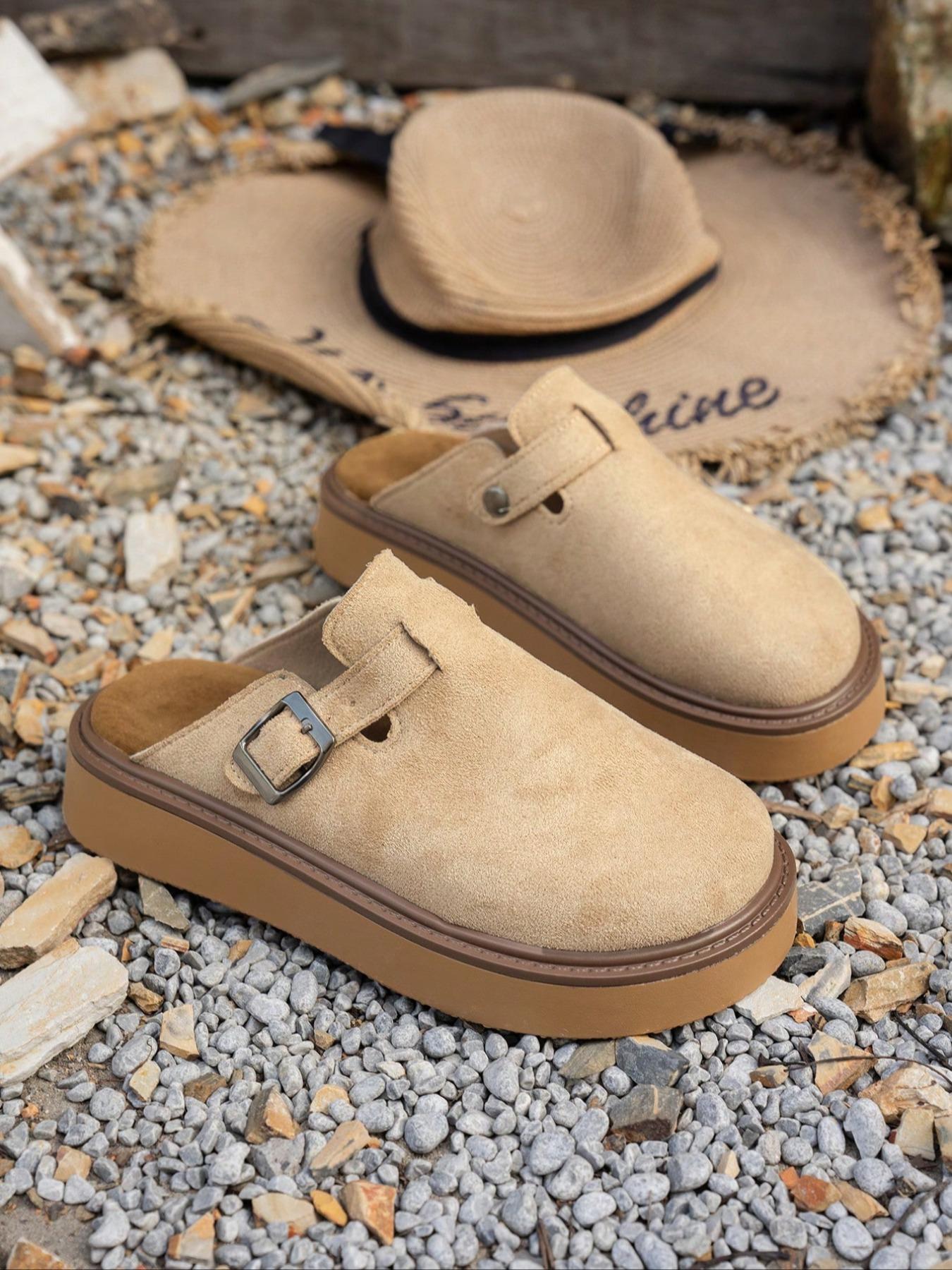 Women's Multi-Color Velvet Slip-On Shoes, Elegant Comfortable Large Size Single Button Design, Lightweight Slip Ons, Casual Fashion Slippers for Spring & Fall