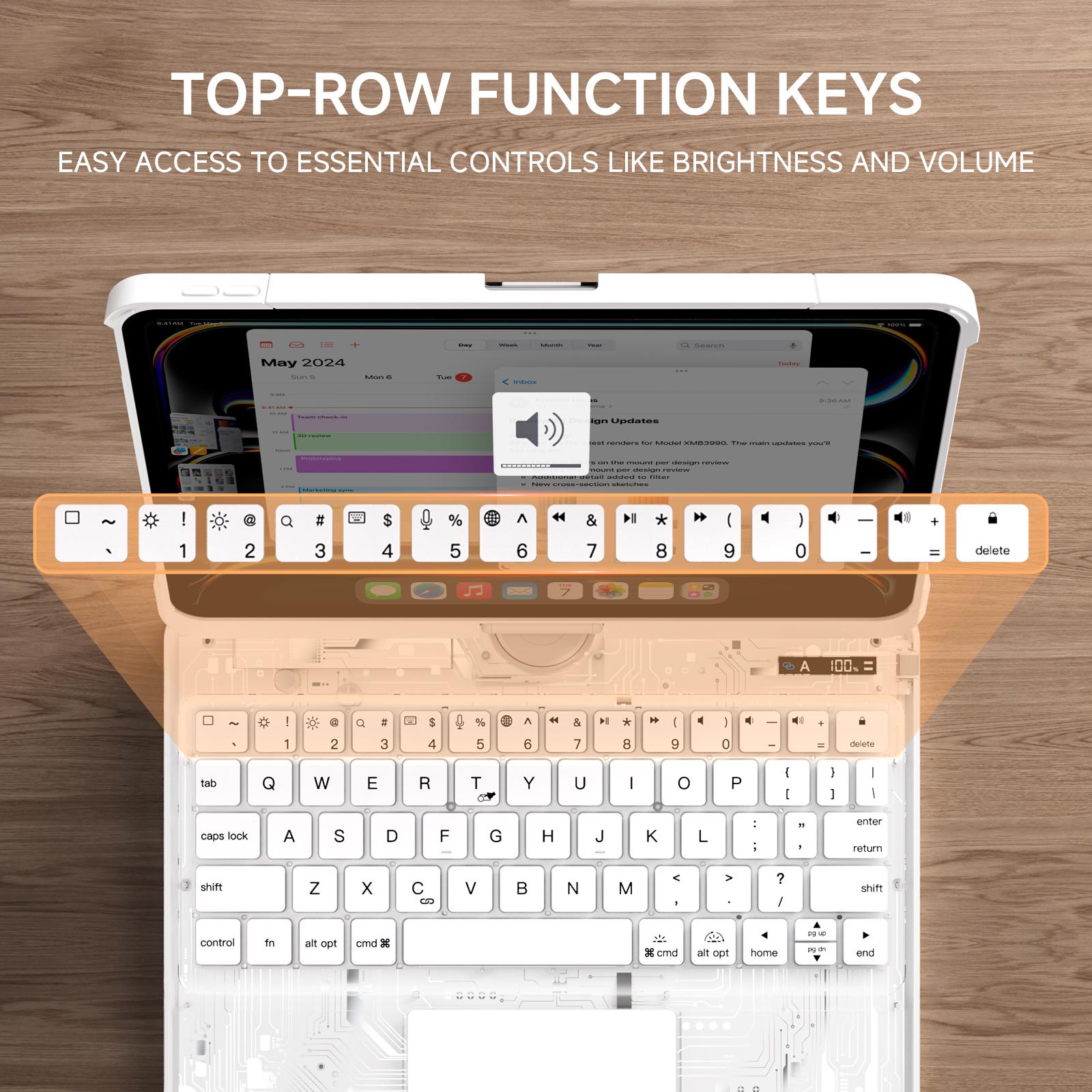 Lecsas 360° Swivel Keyboard Case for iPad 2018-2025 with Transparent Design, Magnetic Pencil Holder, Bluetooth Wireless, Durable & Lightweight Build(not include iPad!!!)