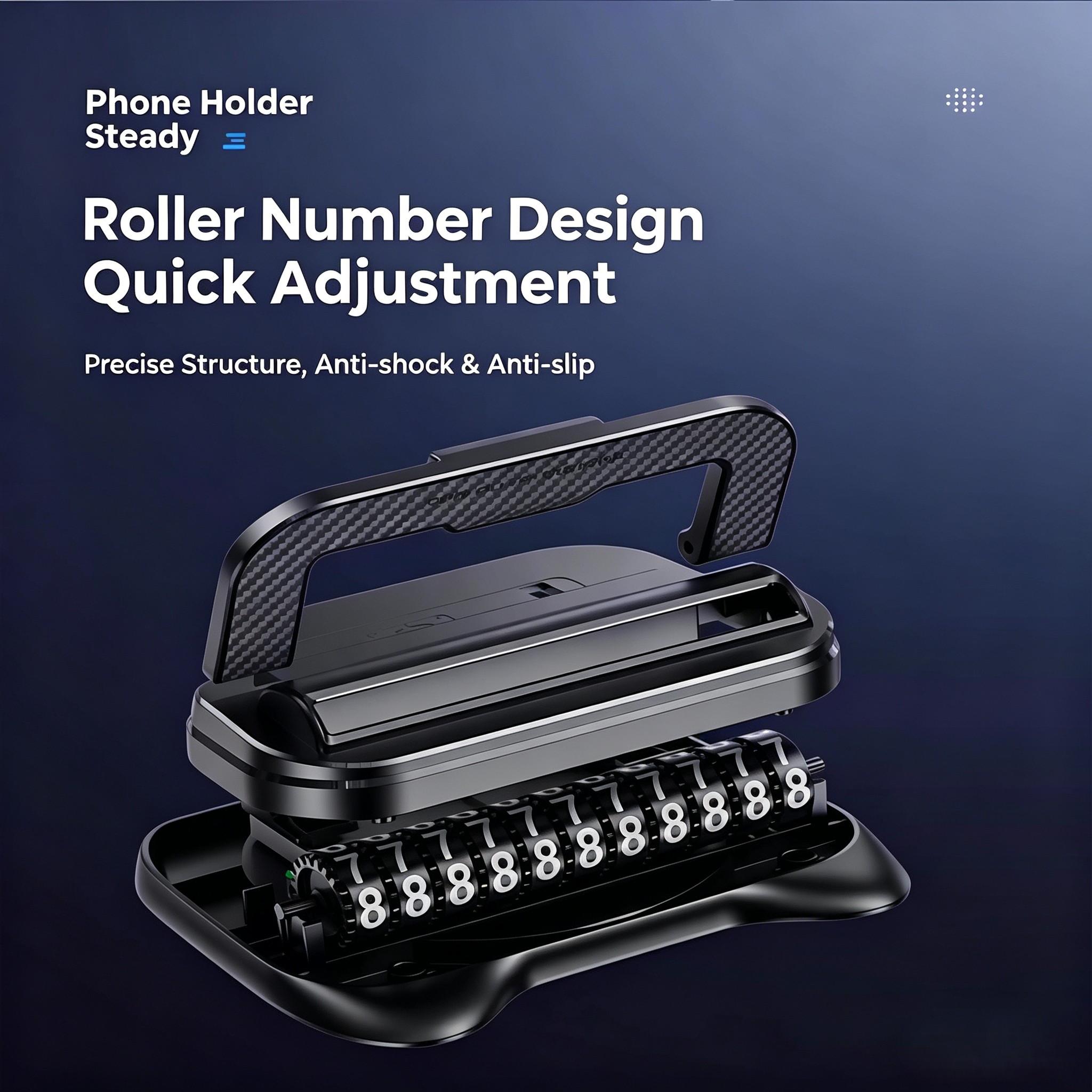 New Two-In-One Car Phone Holder Dashboard Parking Sign Navigation Stand, Temporary Parking Number Plate for Car Interior Use