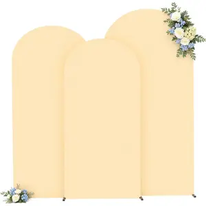 Champagne Arch Covers 3 Set - 6FT, 6.6FT, 7.2FT Arch Backdrop Cover Spandex Fitted Wedding Arch Stand Covers for Bridal Shower Wedding Baby Shower Birthday Party Banquet Photo Background Decorations