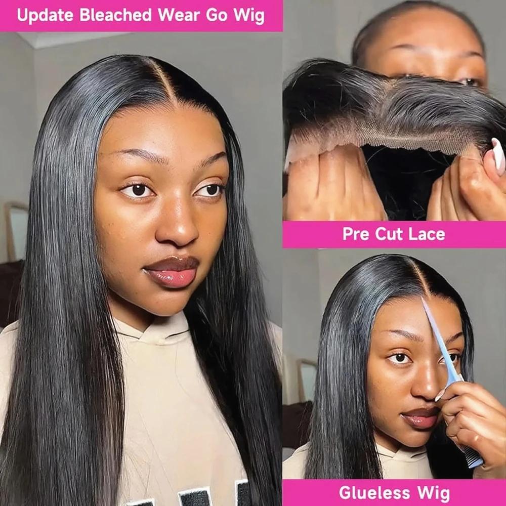 Bling Hair Glueless Wear and Go Bone Straight Lace Front Wigs 4x4 5x5 Pre-Cut Lace Wig Human Hair Ready To Wear Lace Closure Wig For Women