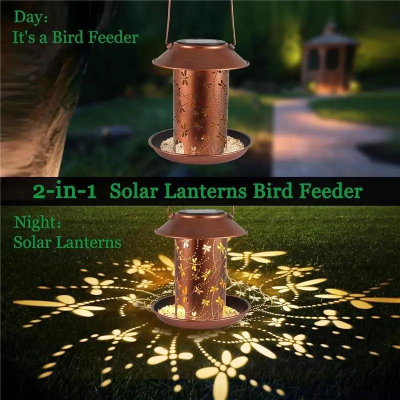 Solar Bird Feeder Hanging Garden Lantern, Eco-Friendly Outdoor Decor, Attracts Birds, Easy Installation, Durable Design