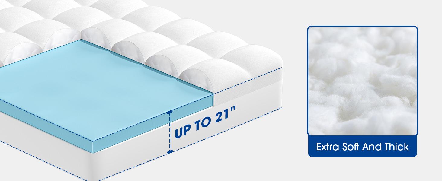 【VALUXE】 Dual Layer Mattress Toppers Queen Size,2 Inch Cooling Gel Memory Foam Plus 1 Inch Pillow Top, with 8-21” Inch Deep Pocket