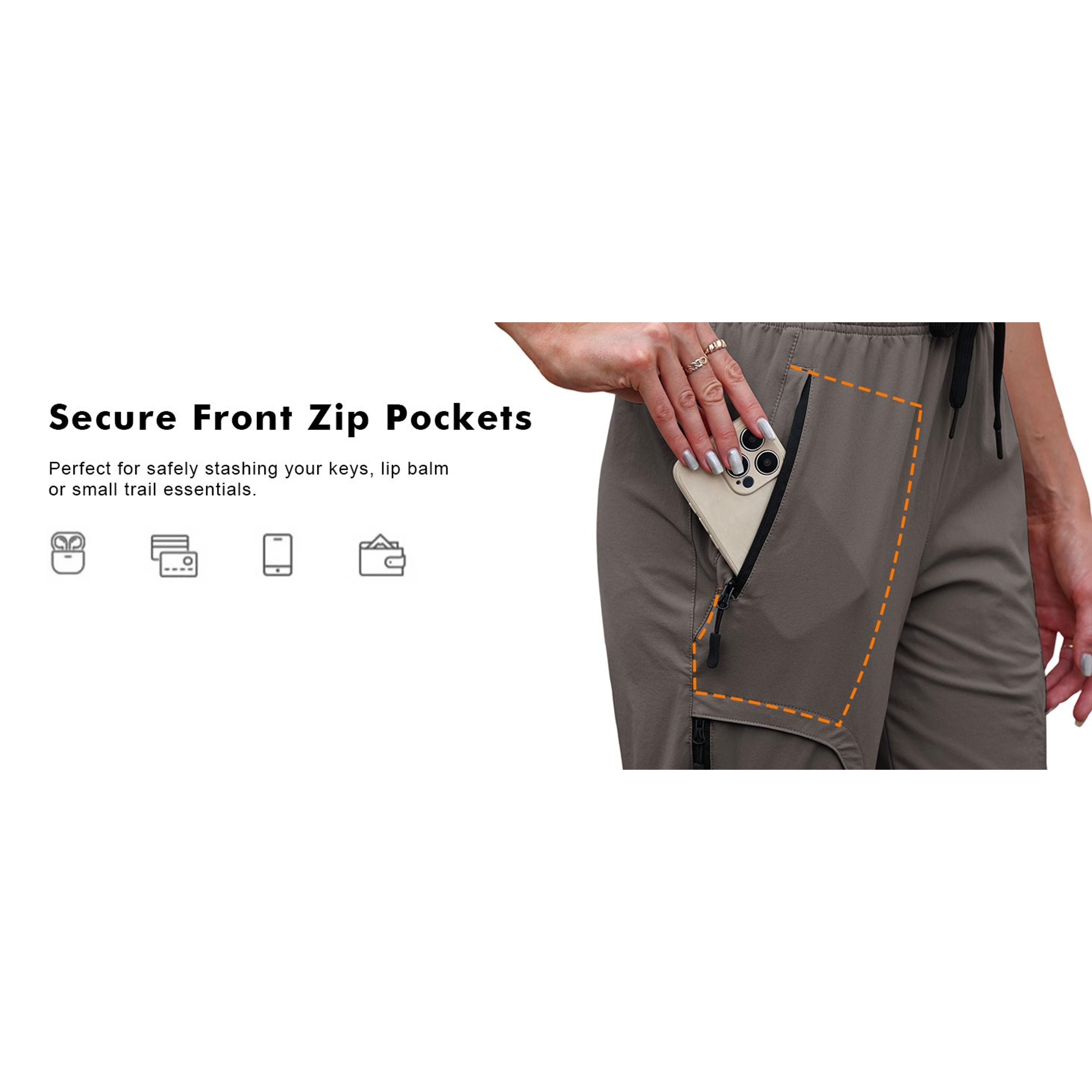 Women's UPF 50+ Water-Resistant Quick-Dry Stretch Hiking Cargo Pants with 5 Zip Pockets