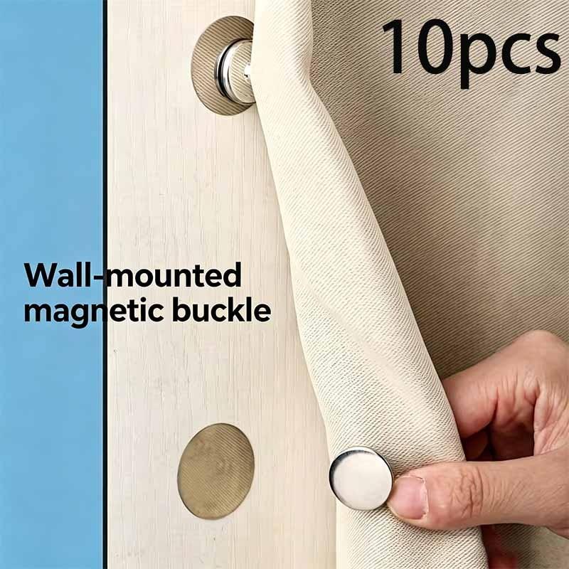 10pcs Modern Metal Magnetic Hooks, Easy Install Wall Mount Magnets, Ideal for Curtains, Shower Curtains, Seam Sealing, Walls, Doors