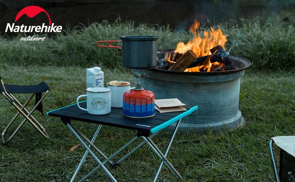 Naturehike Portable Camping Table with Aluminum Hard Top – Lightweight, Folding, Hard-Top for Picnic, Beach, Boat, Cooking & Dining, Easy to Clean camping, stool Hiking Essentials