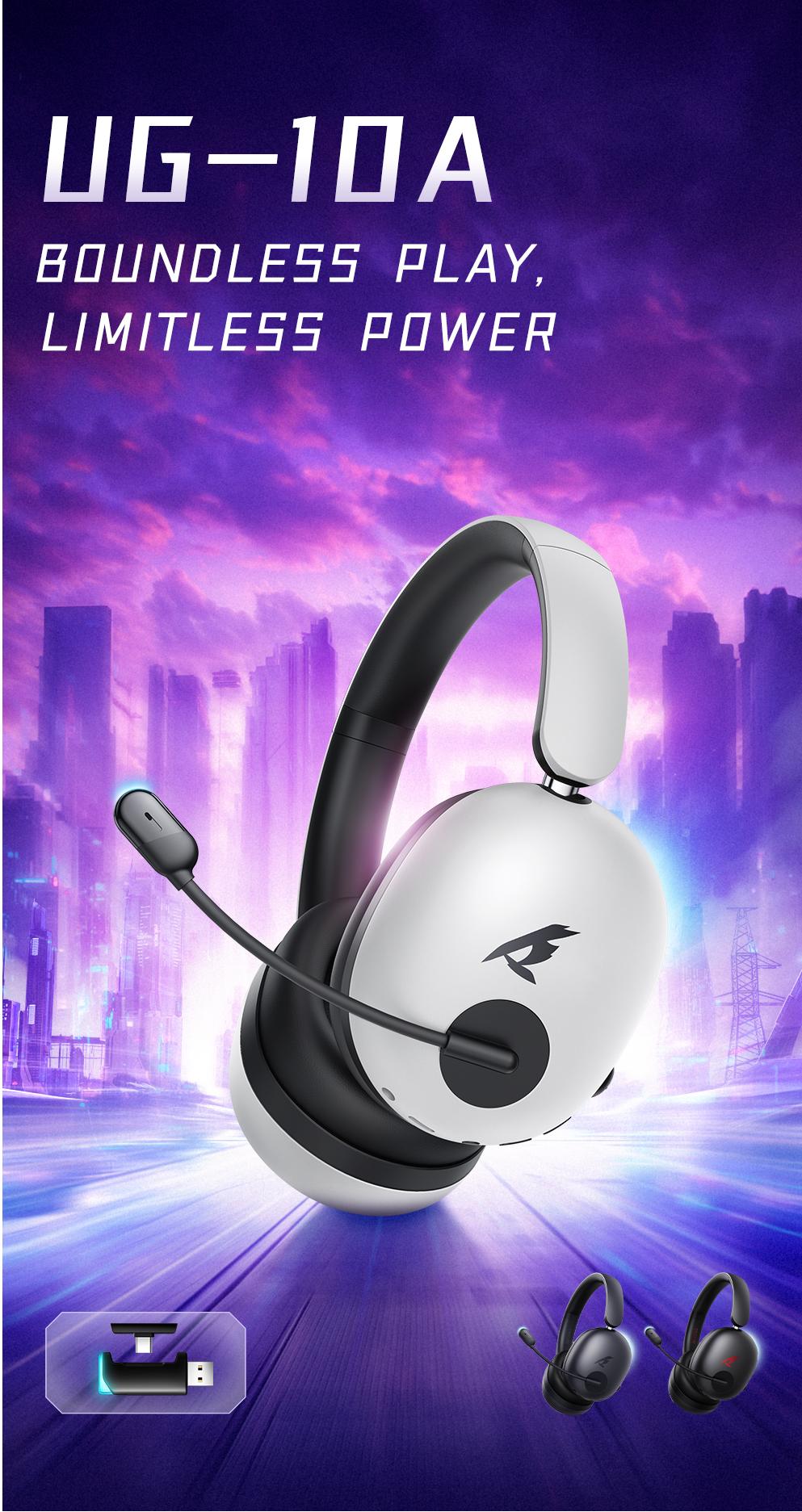 Picun UG-10A Wireless Gaming Headset - 7.1 Surround Sound, -56dB Noise Cancelling, 100H Battery Life, 40mm Drivers, Quad-Mode Connectivity (2.4G/Bluetooth/Wired), RGB Lighting, HD Mic for PC/PS4/PS5 Picun UG-10A Wireless Gaming Headset - 7.1 Surround Sound, -56dB Noise Cancelling, 100H Battery Life, 40mm Drivers, Quad-Mode Connectivity (2.4G/Bluetooth/Wired), RGB Lighting, HD Mic for PC/PS4/PS5