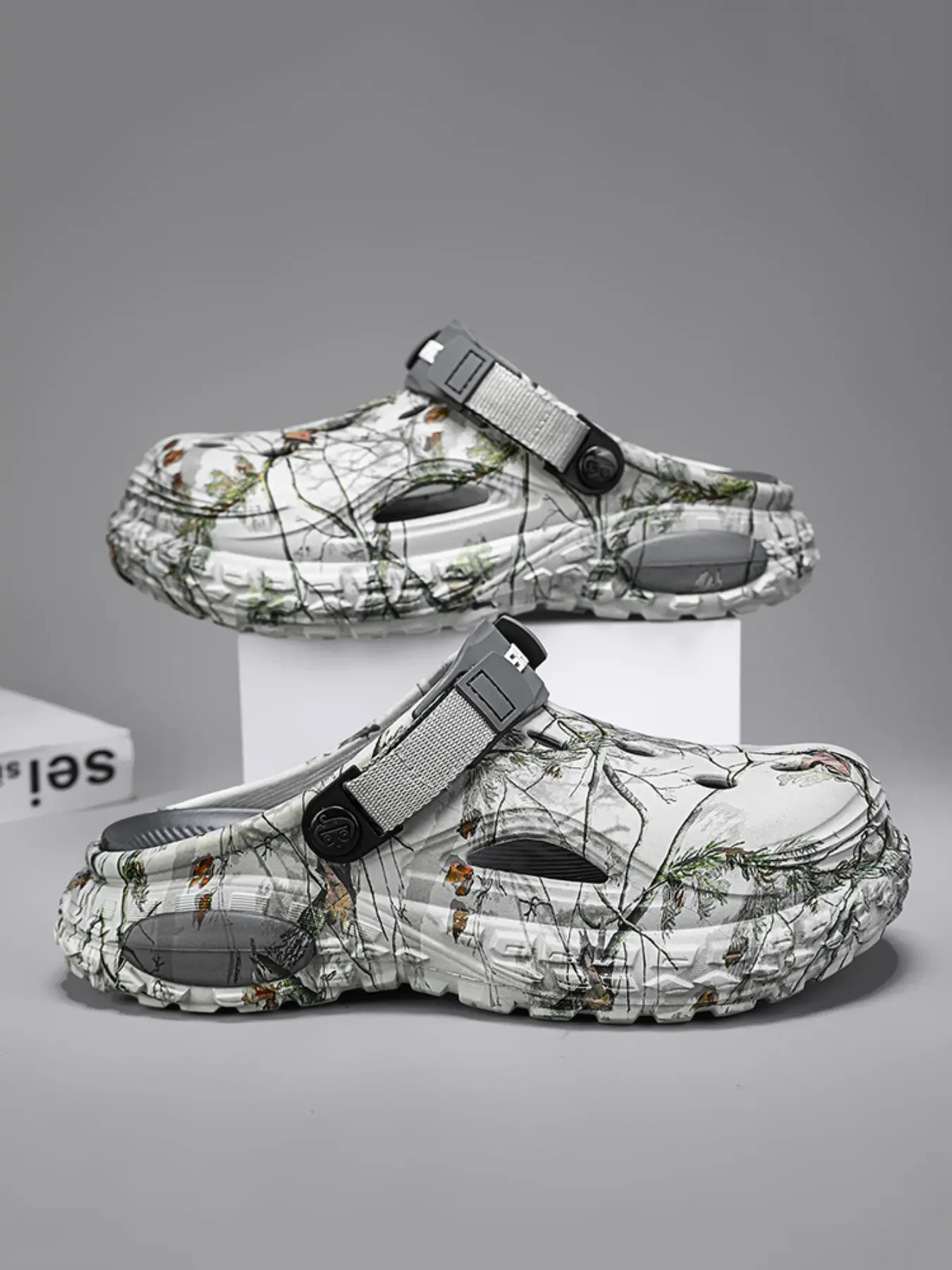 Men's Retro Jungle Camo Print Thick Sole Sandals, High Elastic Shock Absorption, Waterproof Quick-Dry Breathable, Size 39-48, Outdoor Leisure Shoes