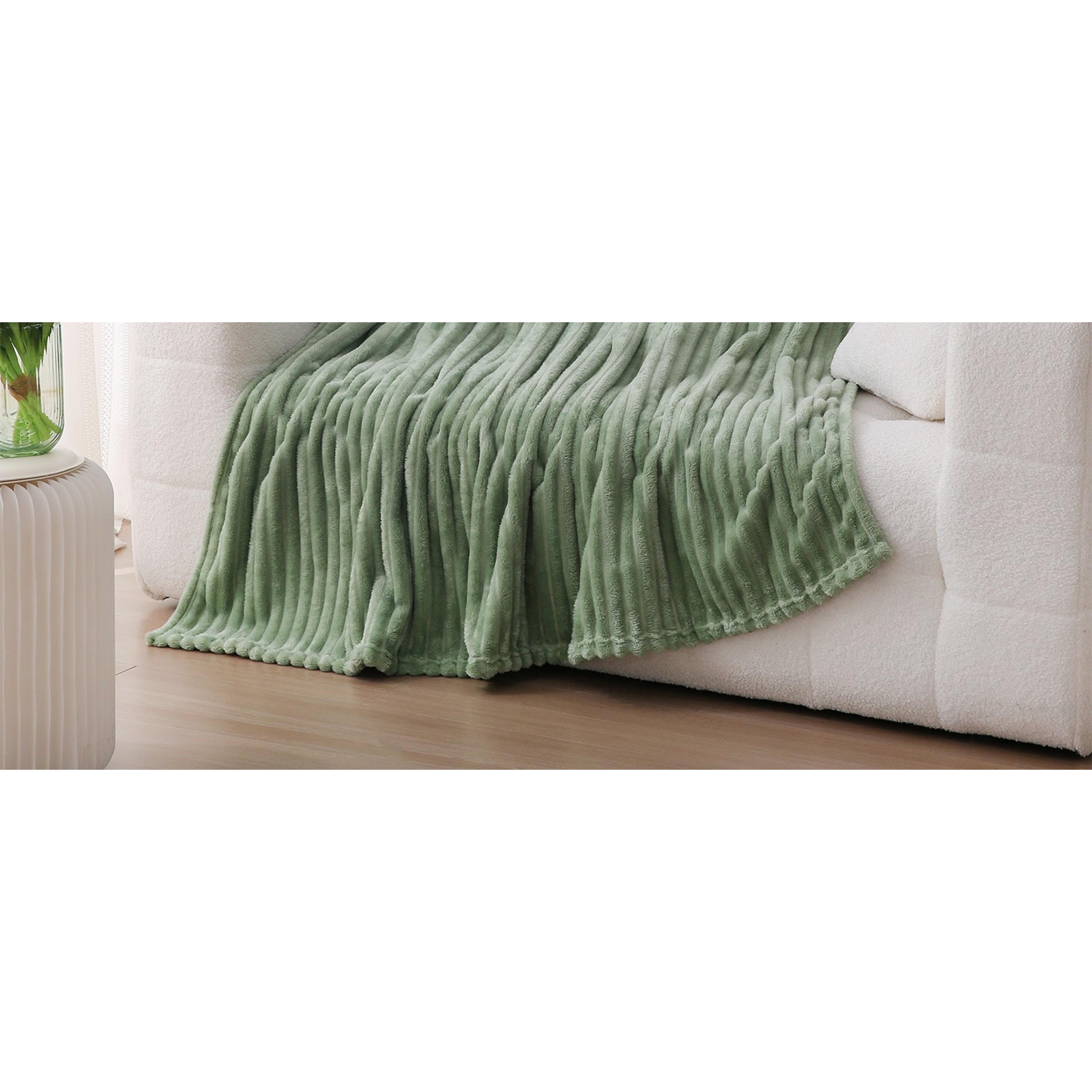 Striped Sage Green Fleece Blanket, 50x70 in Super Soft Plush Microfiber Flannel Blanket for Couch/Bed, Lightweight for Adults with Cozy Warmth Striped Sage Green Fleece Blanket, 50x70 in Super Soft Plush Microfiber Flannel Blanket for Couch/Bed, Lightweight for Adults with Cozy Warmth